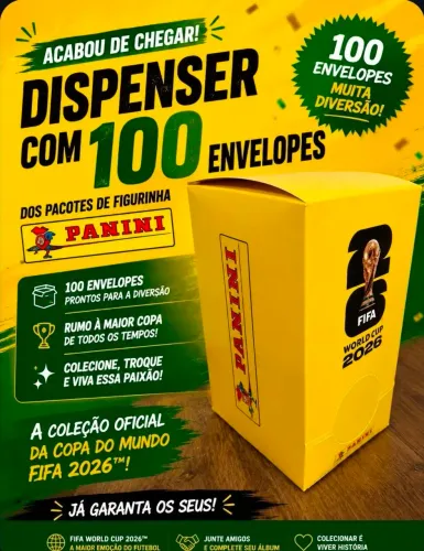 Dispenser Panini Copa do Mundo 2026 - 100 envelopes - 700 Figurinhas