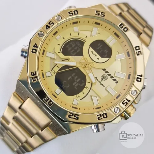Relógio Poedagar E101 3ATM - À Prova D?Água Militar Original Aço Inoxidável Dourado