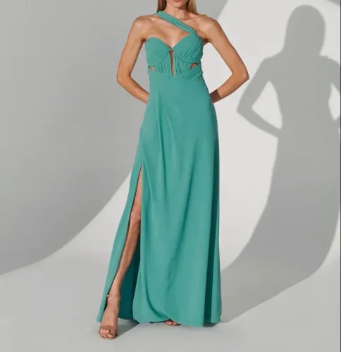 Vestido longo casamento inti brand verde agua/turquesa