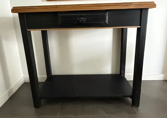 Mesa Aparador em Madeira com Gaveta - Estilo Rústico/Industrial