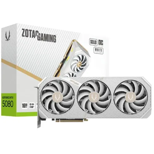 Placa de Vídeo Zotac Gaming Solid OC White 16GB GeForce RTX5080 GDDR7