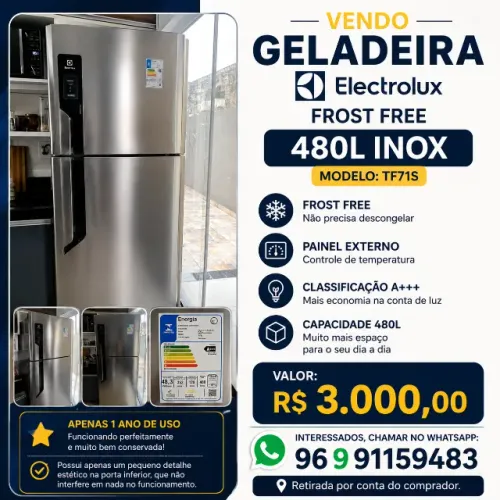 Geladeira Electrolux Frost Free 480L Inox