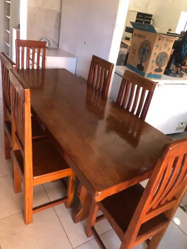 Mesa 6 cadeira rústica angelim pedra 