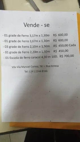 Grades em ótimo preço 