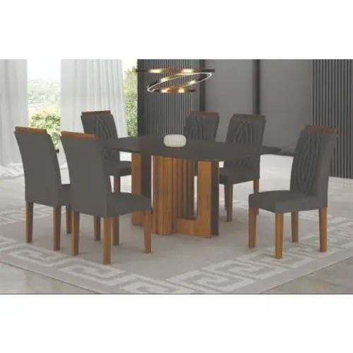 Mesa Sofia vidro chumbo c 6 cadeiras 