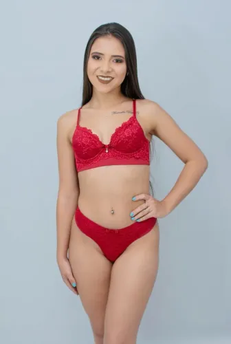 conjunto com renda, tecido e fio duplo cor divino tam p,m,g,gg