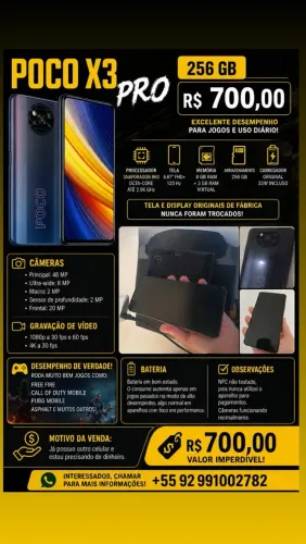 Celular Barato Poco X3 Pro (Preço mais Baixo é 700,00)