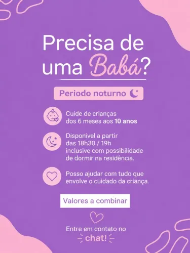 Babá noturna disponível 
