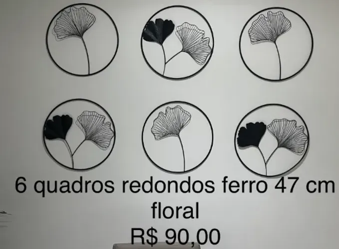 quadros redondos floral 6 unidades