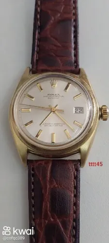 Relógio Rolex ouro couro automático 