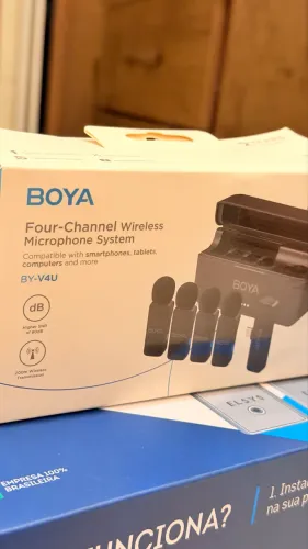 Sistema Microfone Sem Fio By-v4u Usb C Lapela Preto Boya LACRADO