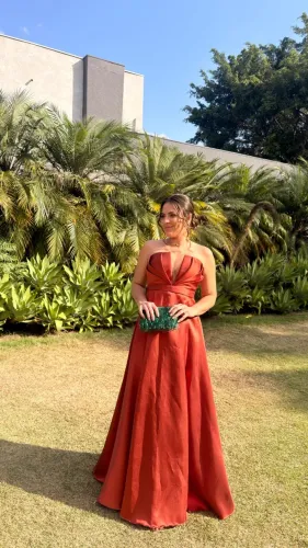 VESTIDO MADRINHA DE CASAMENTO - TERRACOTA