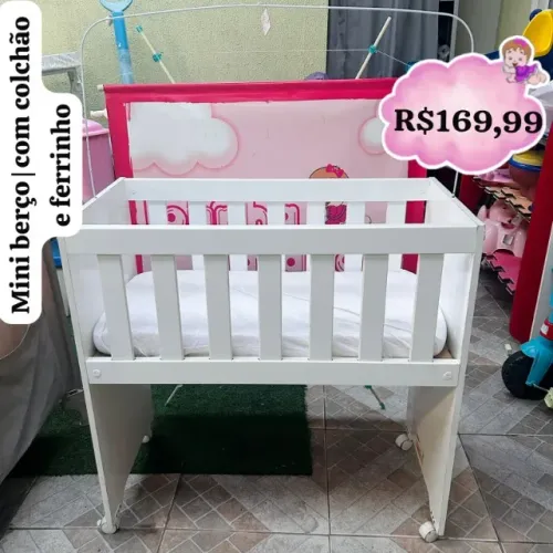 Mini Berço Branco com colchão, usado bom estado