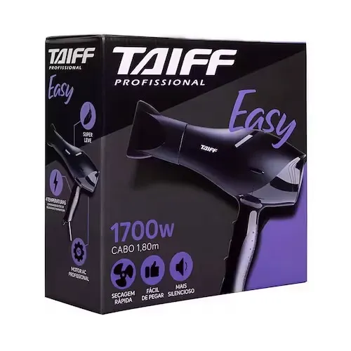 Secador de Cabelos Taiff Easy Motor AC Profissional 1700W - Preto - 110V