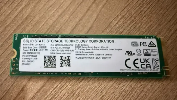 SSD M.2 NVMe 512GB SSSTC (Kioxia) Modelo CL1-8D512
