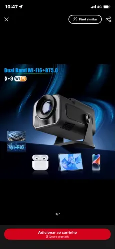 Projetor HY-320 Mini 720P/4K Android 11 Wi-Fi 6 BT 5.0 - Praticamente Nov