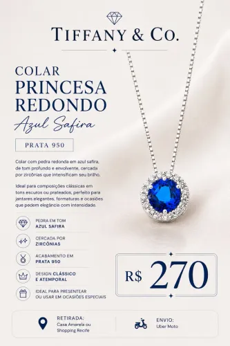 Colar de prata e Safira