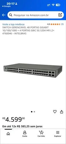 Vendo SWITCH GERENCIÁVEL 48 PORTAS GIGABIT