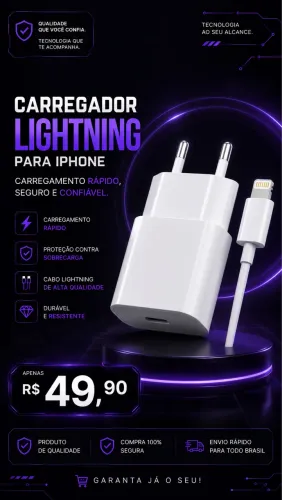 Carregador Lightner para iPhone | Carregamento Rápido | Novo