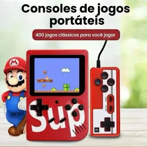 Mini game portátil controle extra 400 jogos conecta na tv