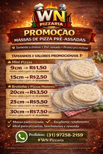 Massa artesanal de pizza pré assadas 