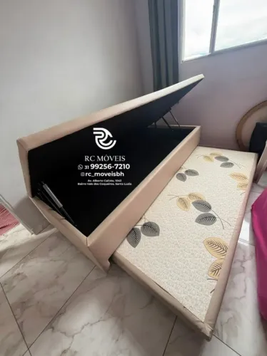 Cama box estruturada Baú Tamanho individual com Cama Auxiliar 88x1,88 D33  Baú Blindado