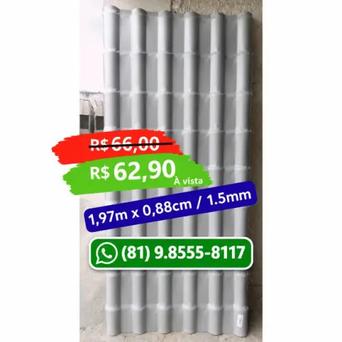 Telha PVC 1,97m x 0,88cm / 1.5mm Cinza