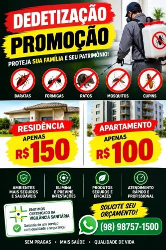 Dedetização promoção residencia 150 apartamento 100