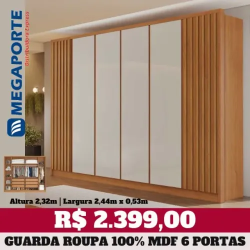 Guarda Roupa Casal 100% MDF 6 Portas 6 Gavetas (NOVO) Entrega Grátis!