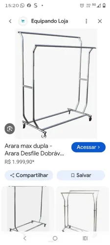 Arara inox com rodinhas  firmes dupla