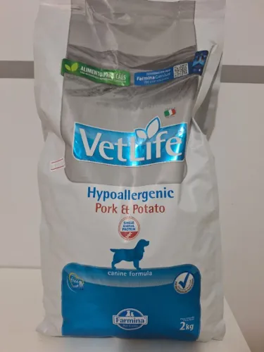 Ração Vet Life Hipoalergênica (Suína e Batata) para CACHORROS - 2kg - LACRADA