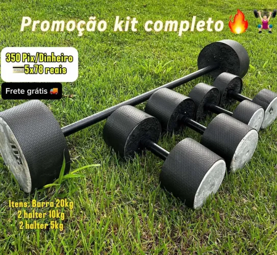 Kit de treino , kit fitness , halter , barra e anilha
