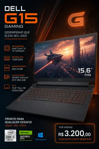 Notebook Dell g15 12GB SSD 512 Gb GtX 1650