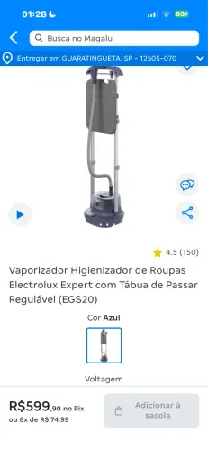 Passadeira vapor vertical