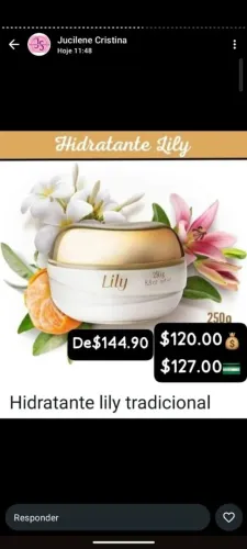 Creme hidratante Lili acetinado