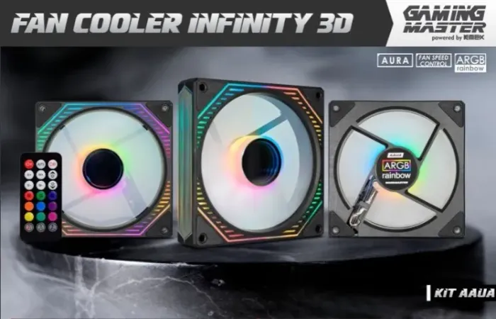 Kit 3 Fans Argb C/ Controle e Controladora Infinity 3d Aaua Kmex *ENTREGA GRÁTIS*