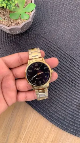PROMOÇÃO RELÓGIO MASCULINO ATLANTIS GOLD COM FUNDO PRETO 