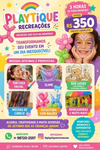 Pintura facial e recreação para festas 