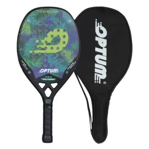 Raquete de Beach Tennis Optum Pro Carbon Surface (Preto/Verde) + Capa