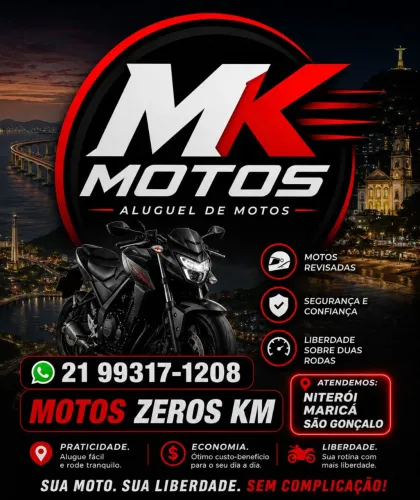 Aluguel de moto zero KM Niterói, Sao Gonçalo e Maricá 
