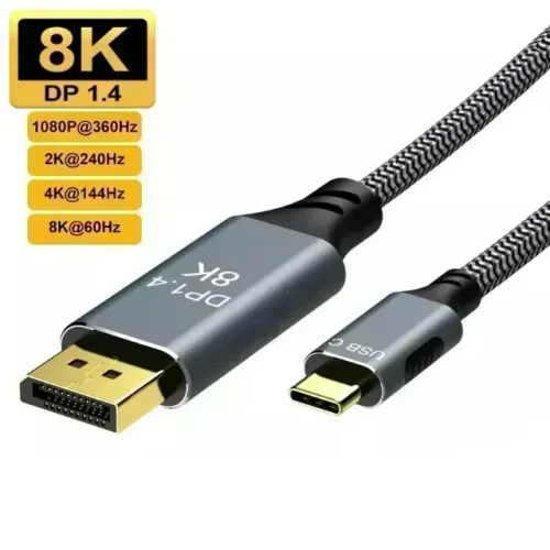 Cabo Usb Tipo C Para Displayport 4k 144hz E 8k Thunderbolt 3
