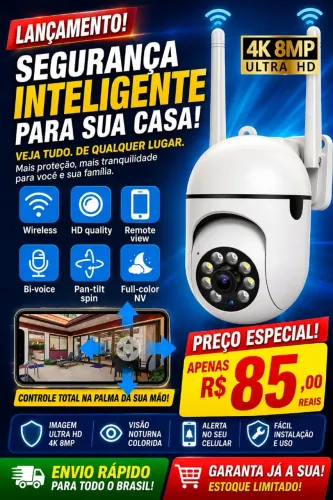 Câmera 4K 8MP vigilância 4x zoom áudio no direcional
