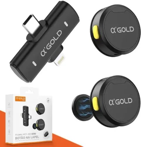Microfone Lapela Sem Fio Magnético para Iphone e Android MCF-38A *NOVO*