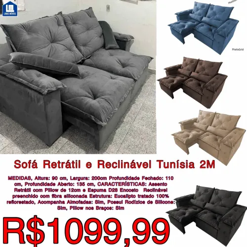 Sofá Retrátil e Reclinável 2m veludo / 5 cores disponíveis  / frete grátis pague na entreg