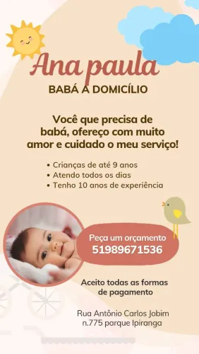 Sou babá com experiência gravataí e Cachoeirinha 