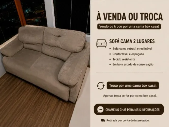 Sofá Cama 2 Lugares em Ótimo Estado | Venda ou Troca