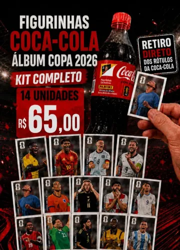 Kit completo com as 14 figurinhas da coca cola - Album copa 2026