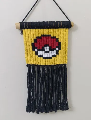 Pixel macramé pokébola pokémon 15cm x 7cm