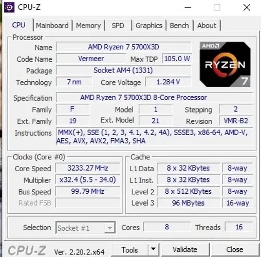 Processador Ryzen 7 5700x3D
