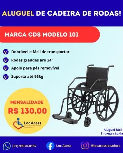 CADEIRA DE RODAS CDS 101 - ALUGUEL